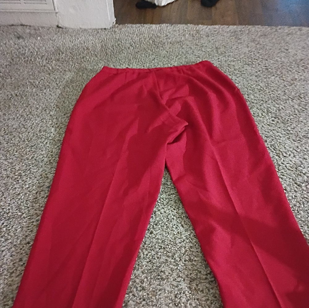 Red High-Waist Straight Leg Pants